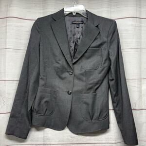 Brooks Brothers Women's 4 Grey Italian Wool Blazer Jacket Patch Pockets